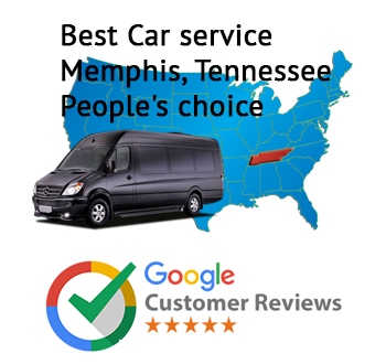 A poster of best car service with a black van in it